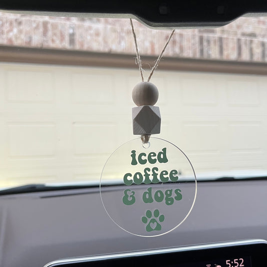 iced coffee & dogs | car charm