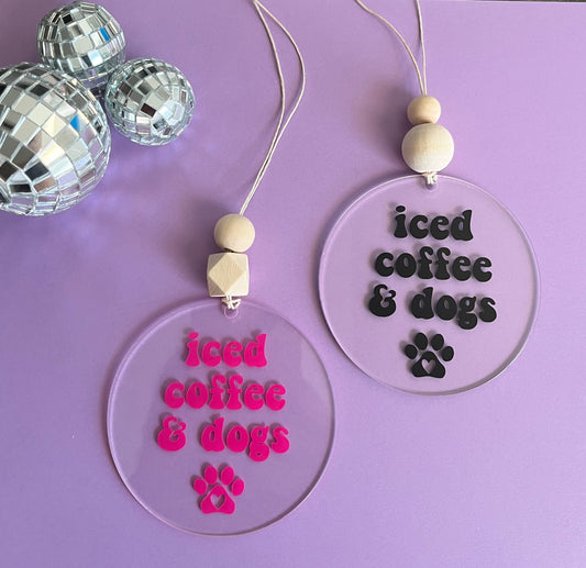 iced coffee & dogs | car charm